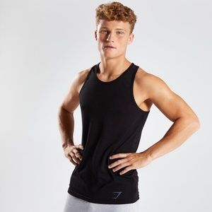 MENS GYMSHARK: Aerate Tank; Black XL
